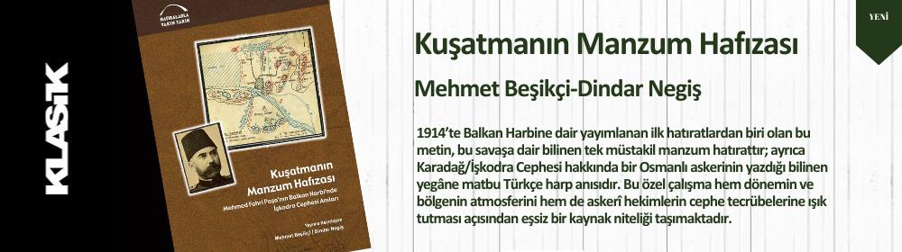 Son yıllarda Osmanlı-Türk askerî tarihine ilişkin ben-anlatıları alanına duyulan ilgi belirgin biçimde artmıştır. Özellikle çalkantılı ve çoğu zaman travmatik On Yıllık Harp Dönemine (1912-1922) tanıklık eden askerlerce kaleme alınan otobiyografik eserler, dikkate değer bir literatür sunmaktadır. Söz konusu literatüre özgün bir katkı yapmayı hedefleyen bu kitap, edebiyatçı Halit Fahri Ozansoy’un babası Tabip Mirliva [Tuğgeneral] Mehmed Fahri Paşa’nın Balkan Harbi’nde (1912-1913) İşkodra Cephesi’nde yaşadıklarını aktardığı Manzûm İşkodra Târîh-i Harbi adlı şiirsel anılarının hem günümüz harflerine aktarılmış metnini hem de detaylı tahkikini sunmaktadır. 